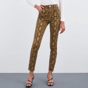 Zara Snake Print High Rise Skinny Jeans Blogger Favorite